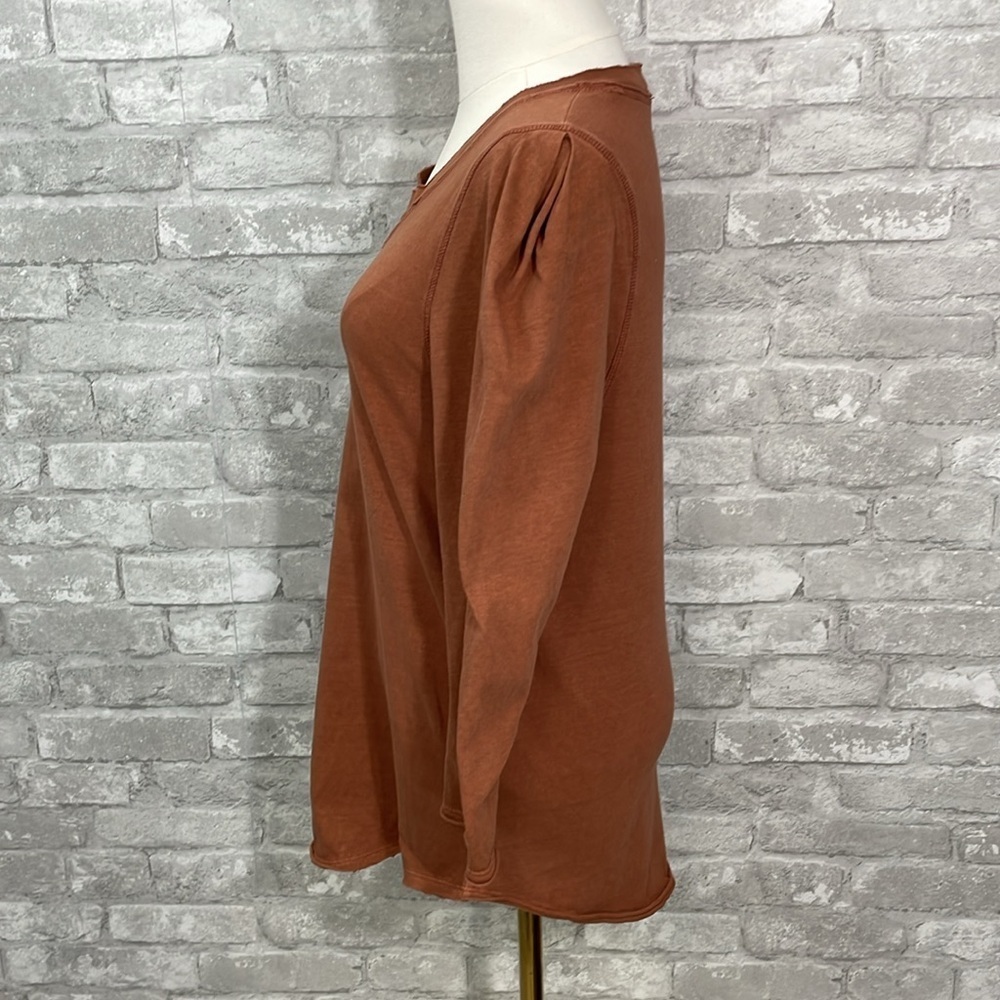 Free People We the Free Clover Puff Shoulder Top in Burnt Orange Mesa - Picture 4 of 8